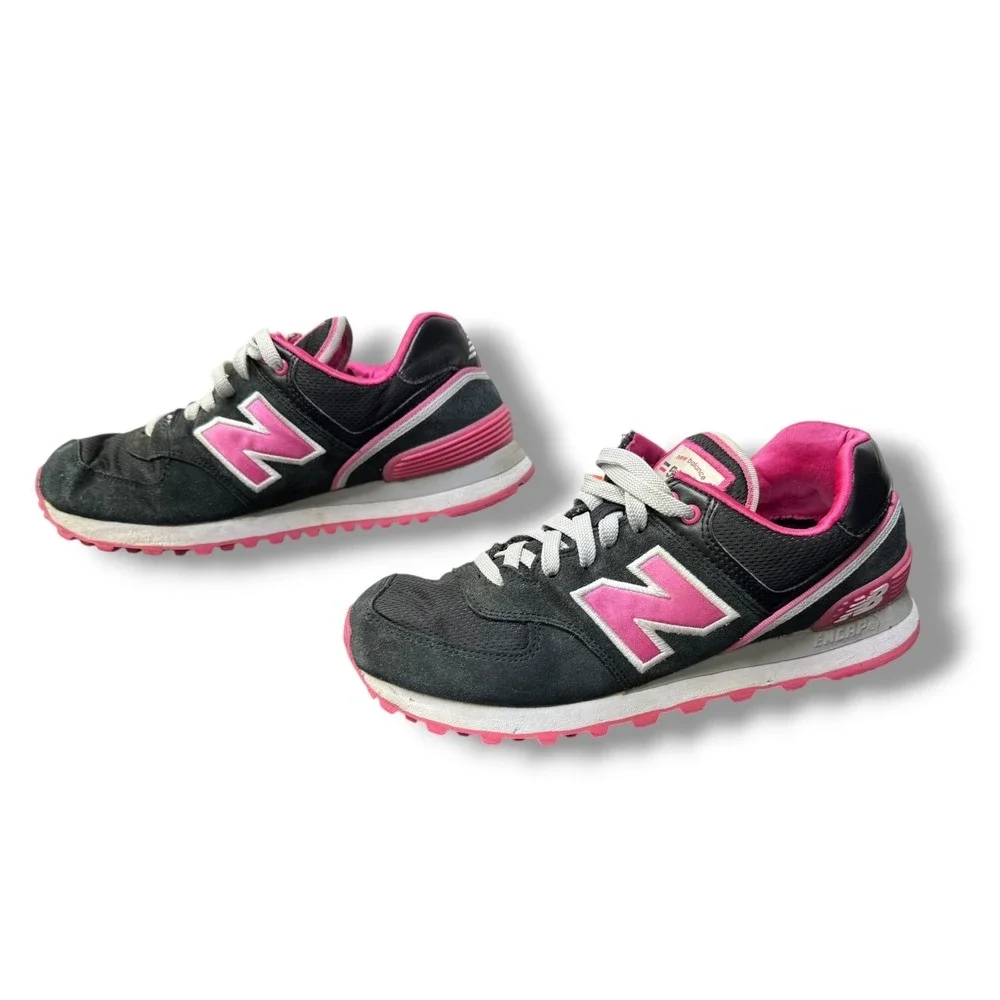 New Balance 574 Womens Sneakers Navy Pink Suede Mesh‎ Running Shoes WL574